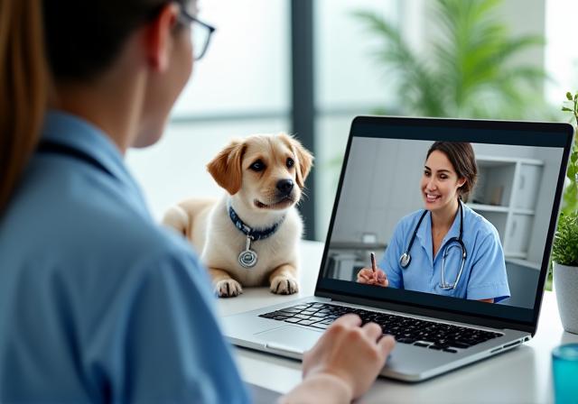 Veterinario realizando una consulta de telemedicina con un cliente de VetAlba Care